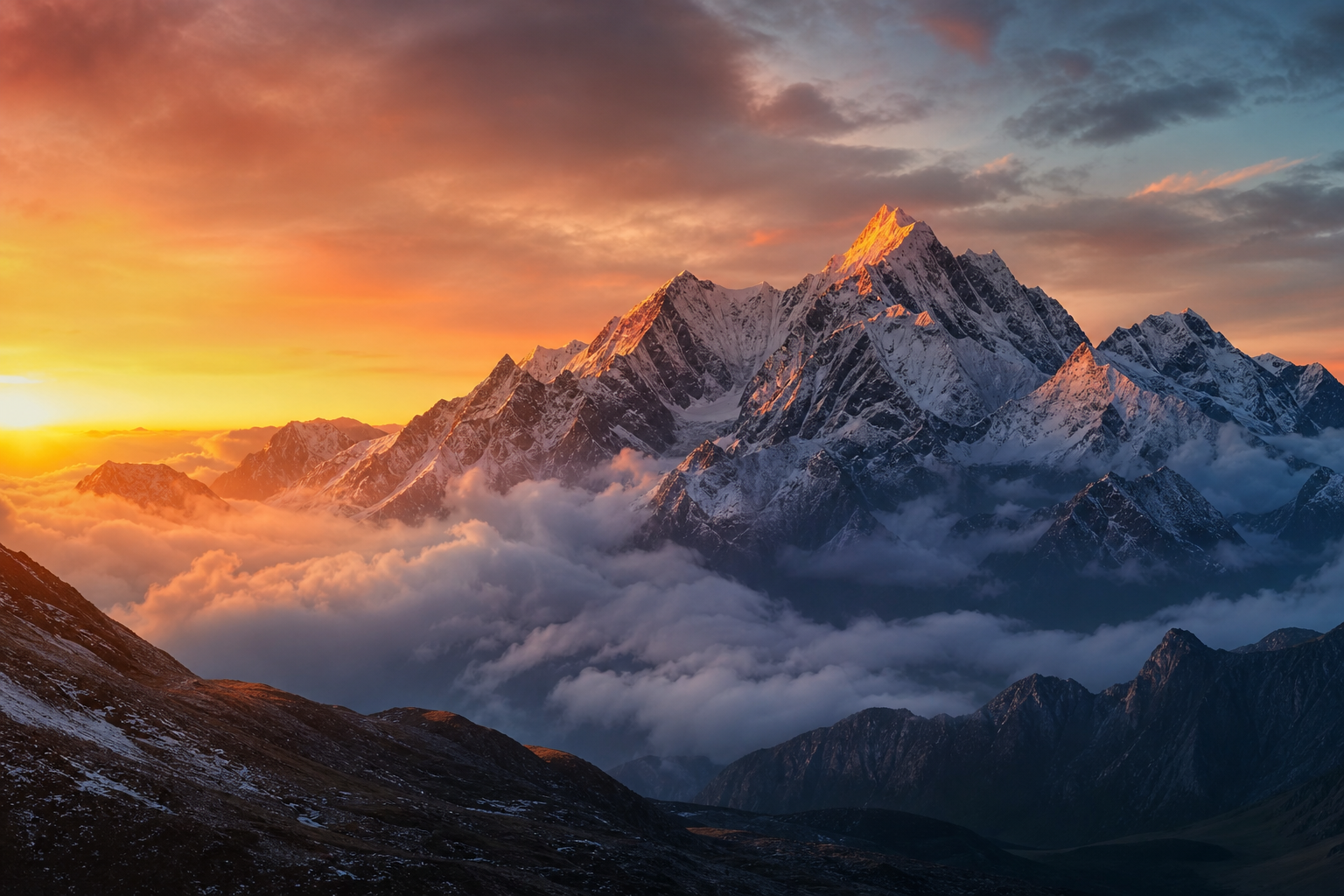 Live stream: mountain landscape at golden hour